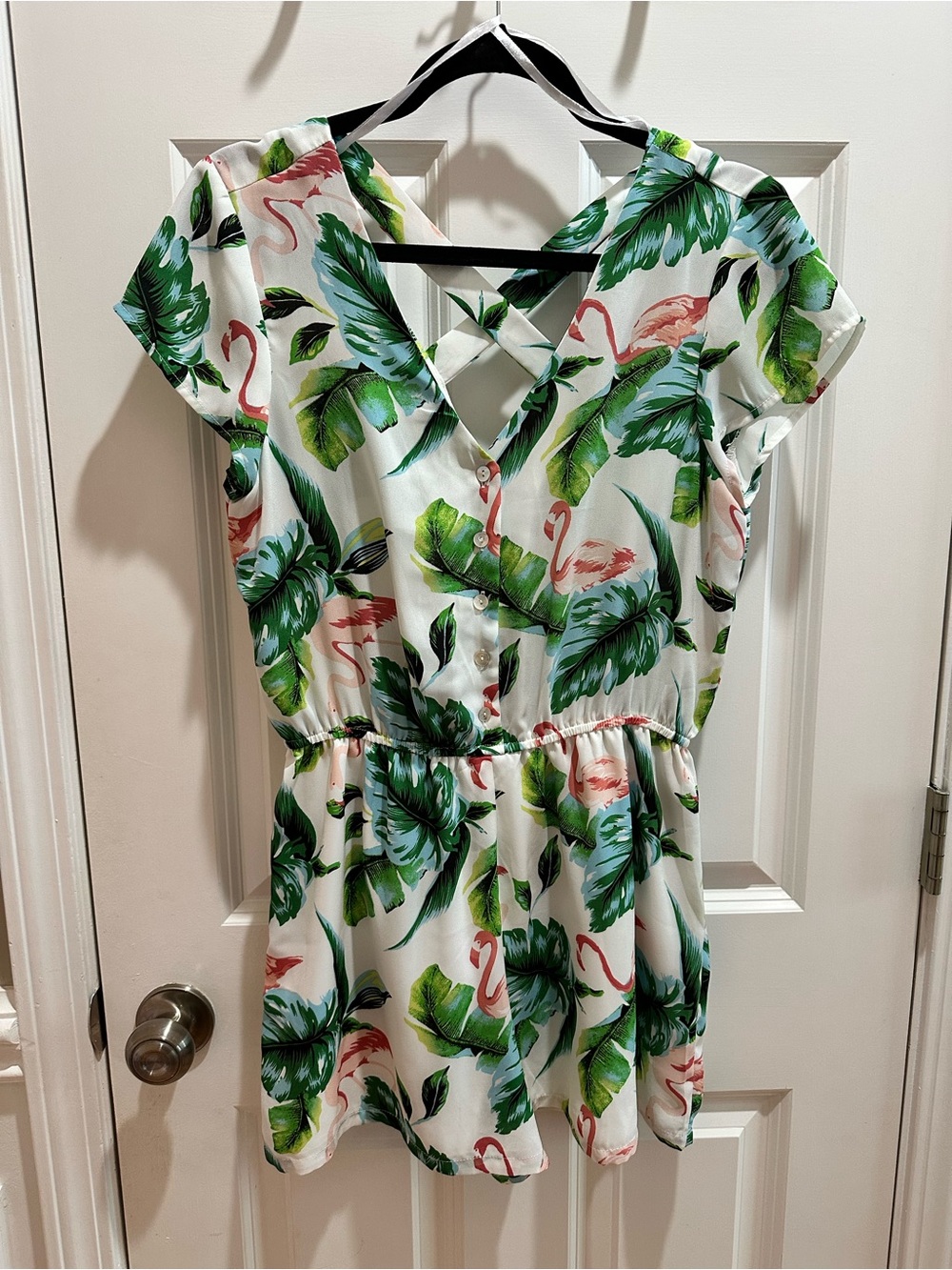 As U Wish Flamingo Print Romper sz. Medium